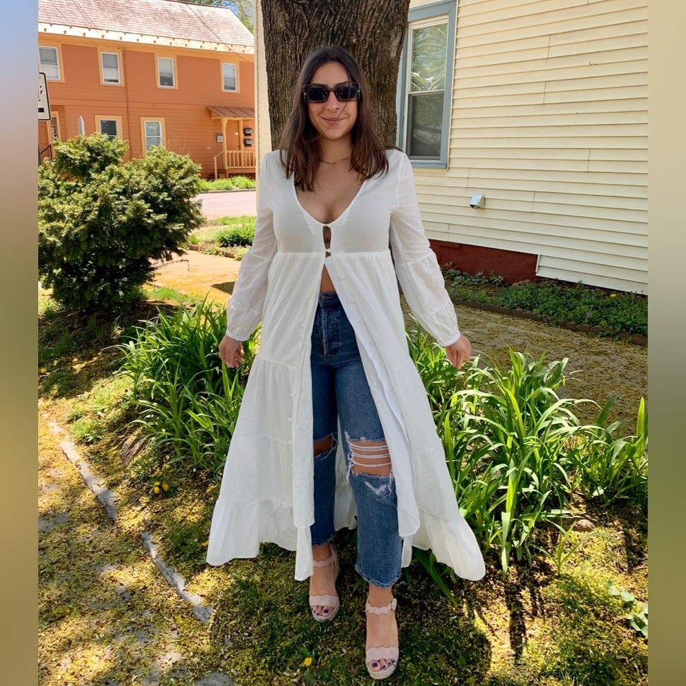 Button up long sleeve midi dress